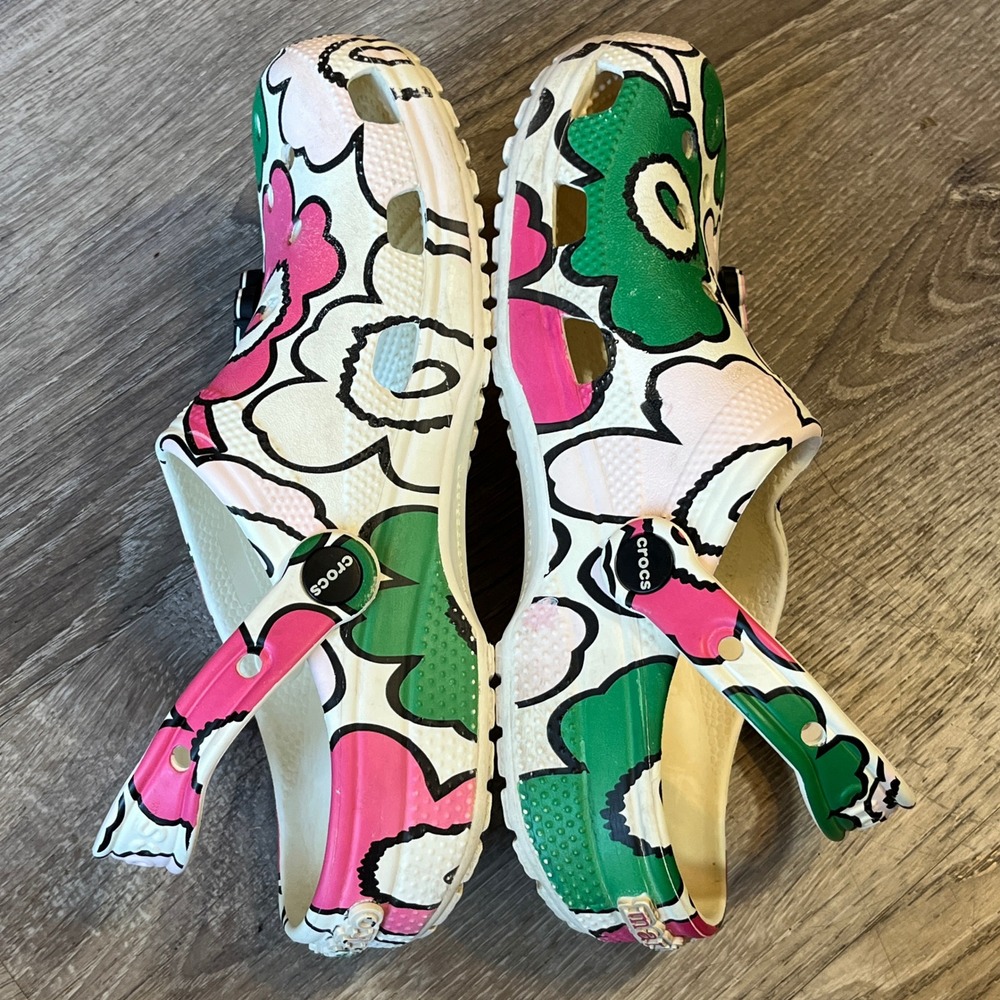 Marimekko x Crocs Classic Clog Unikko Floral Pink Green White Womens 8 Mens 6 - Picture 4 of 8